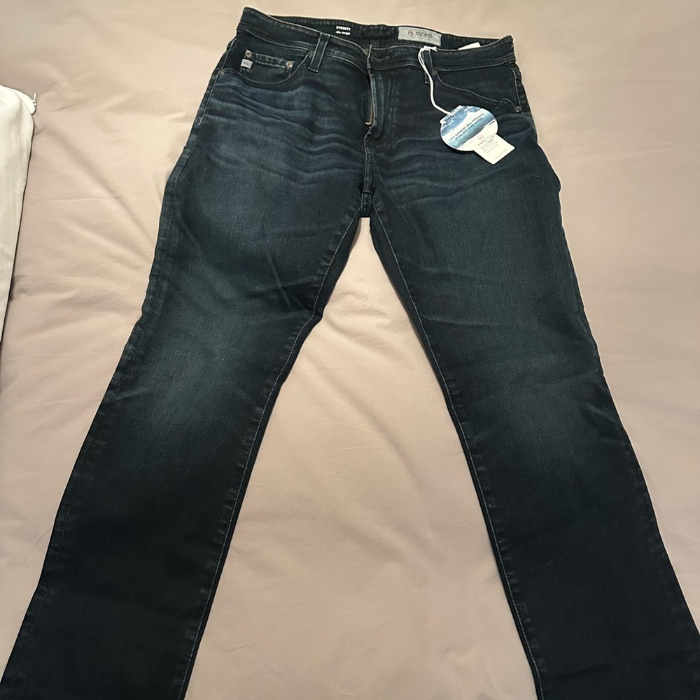 AG Adriano Goldschmied Men's Deep Indigo Straight Jeans